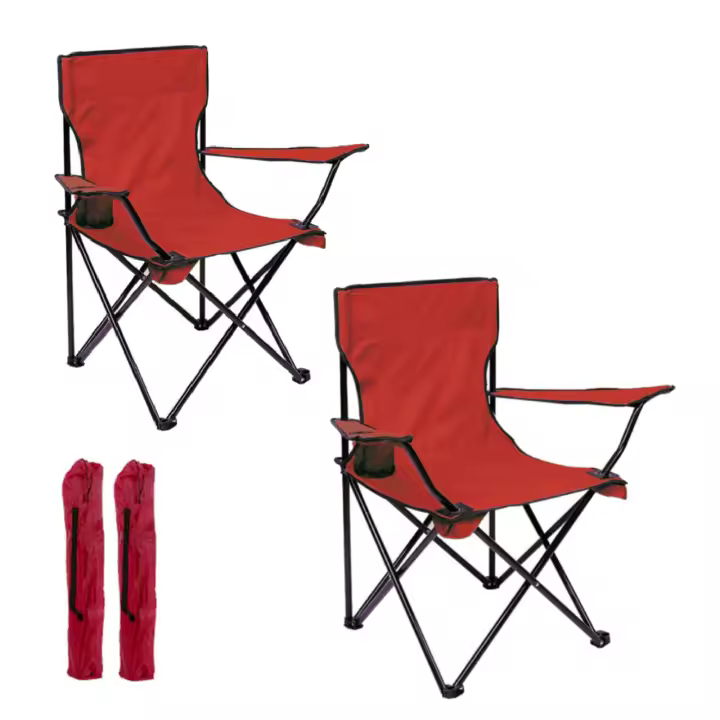 Set de 2 Sillas acampada plegable portátil sillas pesca camping playa con reposabrazos y bolsa de transportesenderismo trekking comodo - 1