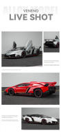 Coche Deportivo Diecast 1:24 Escala Veneno Modelo De Juguete Metálico Con Luces Y Sonido Puertas Abiertas Absorción De Choques Regalo De Colección - details 11