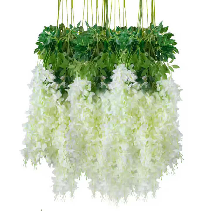 12pcs Guirnalda De Flores Artificiales De Wisteria Para Decoración De Bodas Y Hogar Material De Seda Adorno De Jardín Y Techo - 1