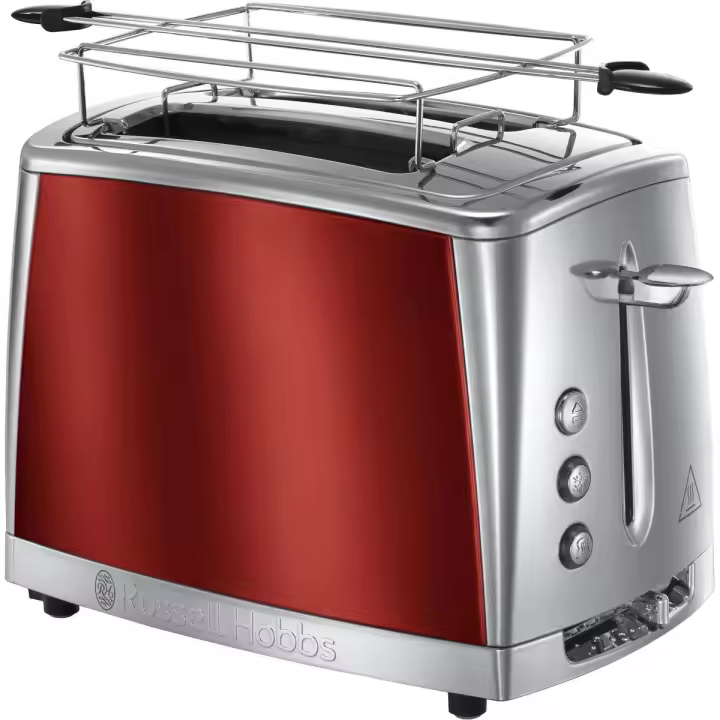Russell Hobbs Tostador Luna Solar Red 23220-56 - corto, 2 ranuras, acero inoxidable, tecnología de tueste rápido, regulador nivel tueste, función "levantar y ver", función descongelar/cancelar - 1