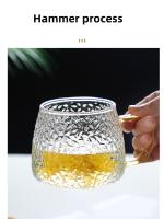 Taza De Café Con Patrón De Martillo 350ml/400ml Vidrio Resistente Al Calor Con Asa Para Bebidas Hoteles Hogar Coctelería - details 4