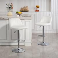 HOMCOM Juego de 2 Taburetes de Bar, Taburetes Altos de Cocina con Asiento Giratorio 81 cm de Altura, Respaldo y Reposapiés, Tapizados de Terciopelo, Fácil Montaje, Estilo Moderno, Crema - details 1