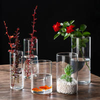 Vaso De Cristal Cilíndrico Para Flores Y Vela Transparente Soporte Para Hidroponía Decoración De Mesa Para Bodas Y Hogar - details 7
