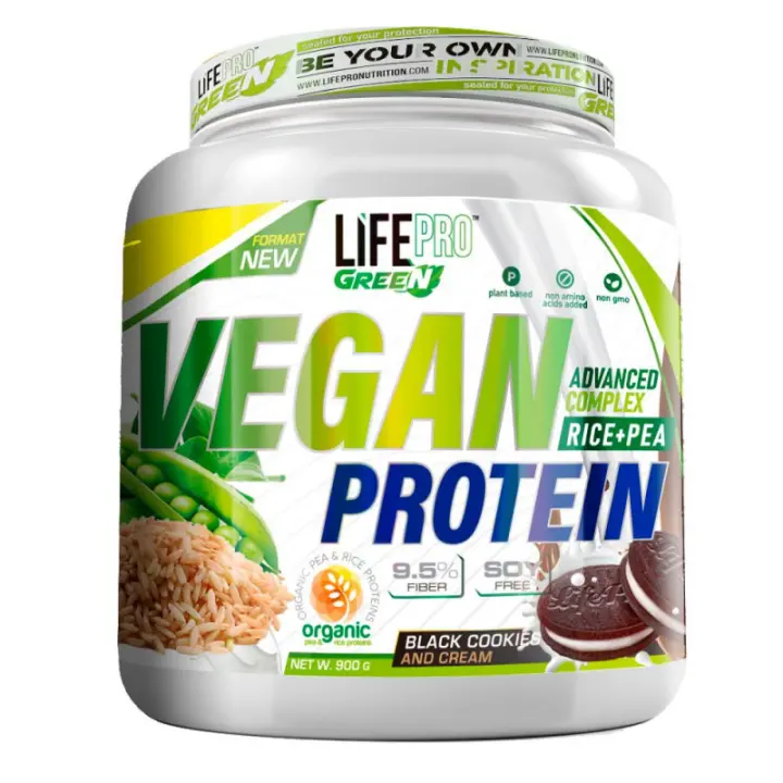 LIFE PRO NUTRITION VEGAN PROTEIN 900G ORGANIC PROTEIN - Aislado de Proteina Vegetal - Aumento y Mantenmiento de Masa Muscular - 1