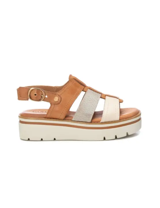 Carmela - Sandalias Mujer Camel Piel de Alta Calidad - 1