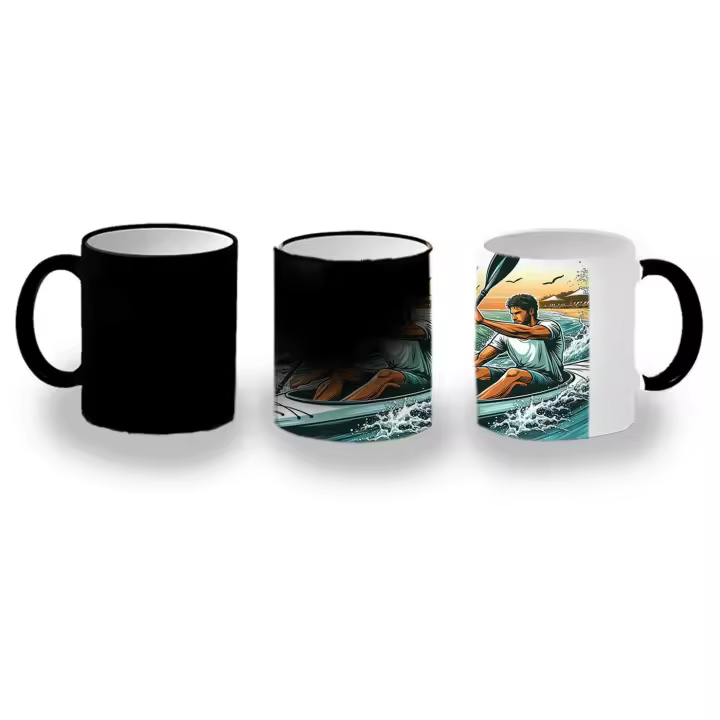 MERCHANDMANIA TAZA MÁGICA deporte playa kayak amigos competicion magic mug - 1
