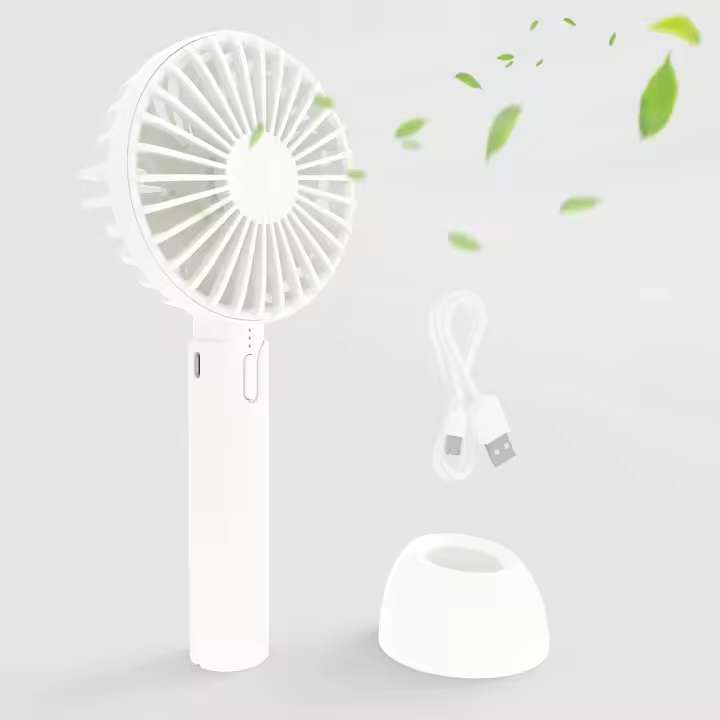Mini Ventilador Portatil Recargable USB Silencioso, 3 Velocidades, 4.5w, 4800RPM, 5V-9V, Con Base para Uso Sobremesa, Ventilador de Mano Personales Pequeño, Batería 18650 extraible de 2600mah. Ideal para Escritorio, Oficina, Mesita de noche - 1