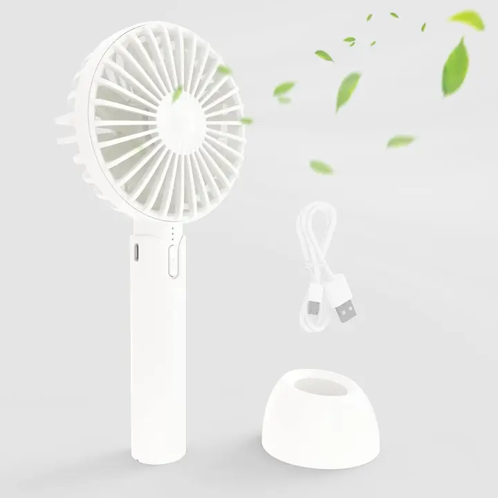 Mini Ventilador Portatil Recargable USB Silencioso, 3 Velocidades, 4.5w, 4800RPM, 5V-9V, Con Base para Uso Sobremesa, Ventilador de Mano Personales Pequeño, Batería 18650 extraible de 2600mah. Ideal para Escritorio, Oficina, Mesita de noche - 1