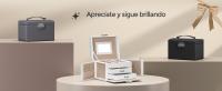 SONGMICS Caja Joyero de 3 Niveles, Caja para Joyas con Asa, 2 Cajones, Espejo, Cerradura, para Viajar, Estilo Moderno, Regalo para Seres Queridos, Blanco Clásico/Gris Pizarra/Negro Clásico - details 4
