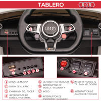HOMCOM Audi TT Eléctrico Infantil Coche Juguete Niño 3+ con Mando a Distancia con Música y Luces Modos de Aprendizaje Batería 12V Doble Apertura de Puerta 102x60x44 cm - details 6
