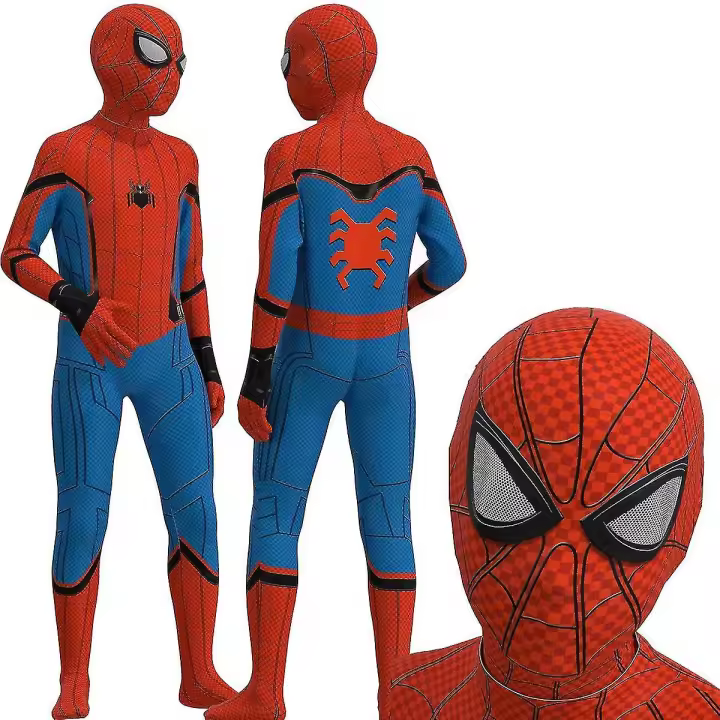 Traje de Spiderman para niños, traje de Cosplay, mono de fiesta, ropa ajustada, pintura facial - 1