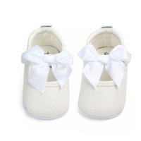 Zapatos De Niña Recién Nacida Con Lazo De Princesa Antideslizantes Para Bebés De 1 Año Zapatos Planos De Cuero PU Regalo Ideal Para Baños De Bautismo - details 3