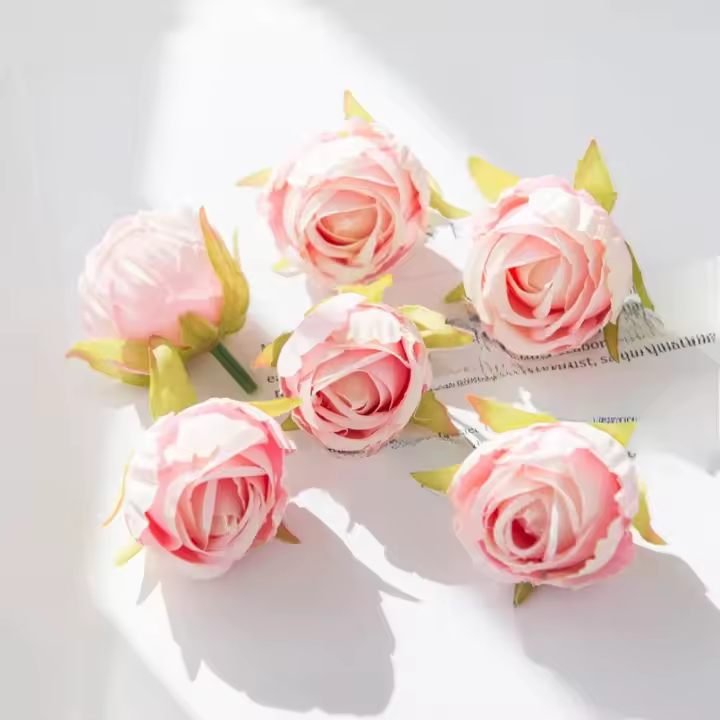 Flores Artificiales De Seda Rosa Para Boda Corona De Navidad Decoración De Hogar DIY Scrapbooking Regalos Venta Caliente - 1