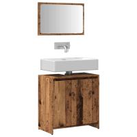 vidaXL Set de muebles baño 2 pzas madera contrachapada en color Marrón roble/Madera antigua/Gris hormigón y más | almacenamiento funcional diseño moderno para baño dormitorio sala - details 1