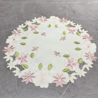 Mantel Individual De Tela Con Bordado De Rosa Redondo Popular Para Decoración Navideña Funda Para Taza Y Té Funda Para Café Moderno Estilo Contemporáneo Polyester Cotton - details 3