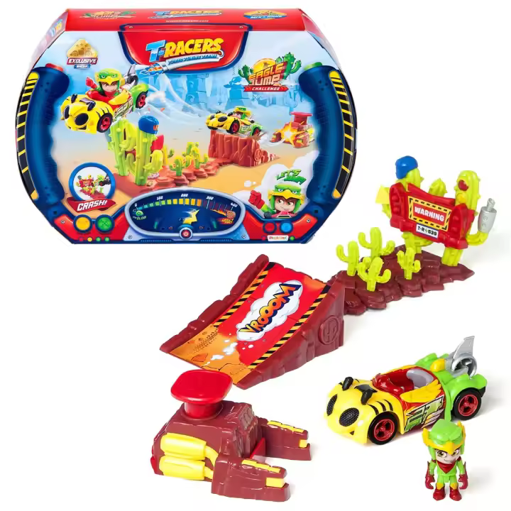 T-Racers - Juguete Eagle Jump Challenge. Contiene 1 coche exclusivo y su piloto. Regalos para niños y niñas + 3 años (Magic Box PTRSD014IN00) - 1