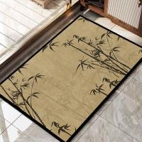 Tapete de baño con temática Asiática, Diseño de Hojas y Raíces inspiradas en color degradado, Impresión de viajeros, Tapete de Felpa para decoración de baño con respaldo antideslizante,Adecuado para baño, entrada, Cocina. - details 1