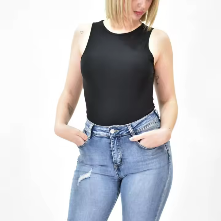 Body negro sin mangas para mujer - 1
