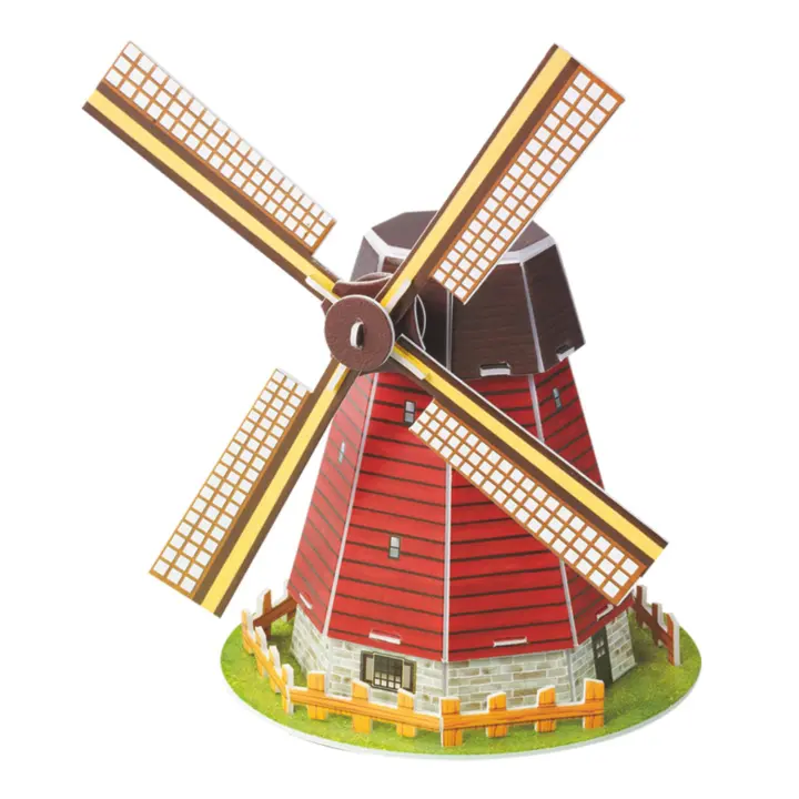 DAM. Puzle 3D de cartón de un Molino Holandés. 20 piezas. 13x13x19cm. - 1