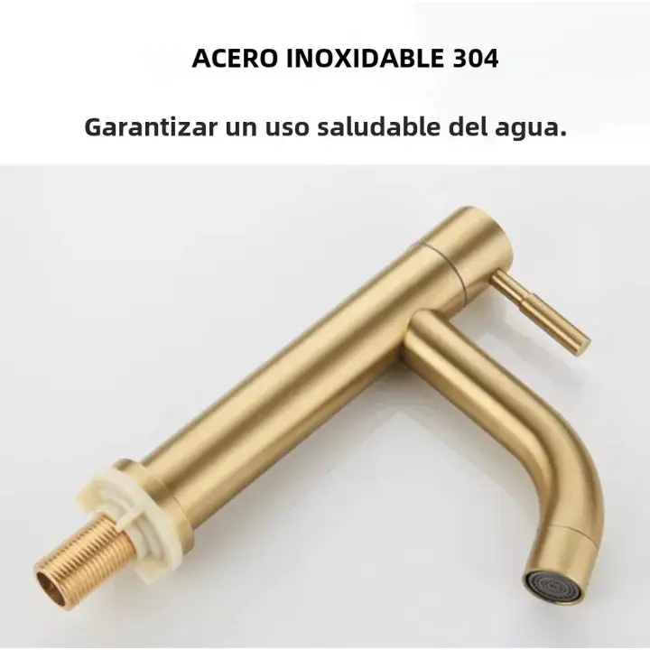 Grifo De Baño De Acero Inoxidable SUS 304 Dorado Estilo Vintage Montaje En Superficie Solo Mano Corriente De Agua Fría Y Caliente No Incluida - 1