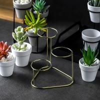 Juego De 3 Macetas De Suculentas En Hierro Dorado Y Negro Soporte De Flores De Estilo Europeo Para Decoración De Jardín Y Hogar Material Sillería - details 3
