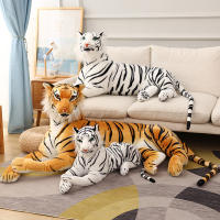 Juguete De Peluche Tigre Realista Suave Animal Silvestre Simulación Regalo De Cumpleaños Para Niños Blanco Y Marrón - details 14