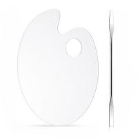 Paleta De Maquillaje Transparente De Acrílico Redonda Y Cuadrada Fácil De Limpiar Herramienta De Belleza Para Fundamento - details 9