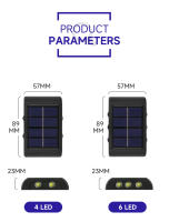 Lámpara De Pared Solar 4/6/8/10 LEDs Impermeable Para Exteriores Iluminação En Dirección Vertical Y Horizontal Decoración Para Jardín Casa Y Porche - details 14