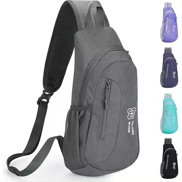 Mochipa de un solo hombro para hombre, ideal para deporte al aire libre, camping, montañismo y ciclismo (GRIs) - 1