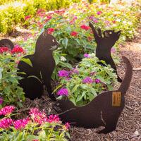 Estatuilla De Gato De Hierro Fundido Para Jardín Adorno De Exterior Decoración De Paisaje Metálica Color Negro Insertada En La Tierra - details 10