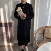 Vestido Largo Casual De Otoño Invierno REALEFT Para Mujer Suéter De Lana Gruesa Con Cuello Redondo Manga Larga Sobremano Suelto - details 5