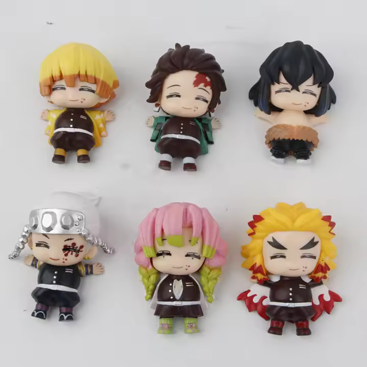 Set De 6 Figuras Pequeñas Demon Slayer Mitsuri Kanroji Comida Completa Juguetes De Modelo Lindo 6.5cm Para Coleccionistas - 1