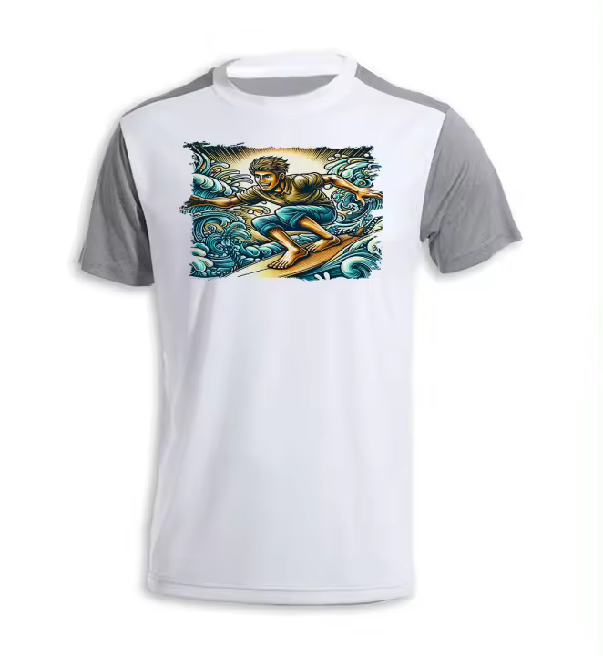 MERCHANDMANIA CAMISETA BICOLOR surf surfear surfeador tabla agua verano tshirt - 1