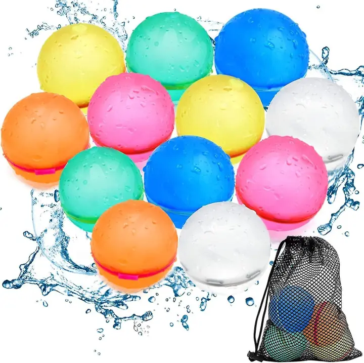 12 globos de agua de silicona reutilizables con bolsa de malla - 1