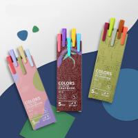 Set De 5 Bolígrafos Gel Kawaii 0.5mm Tinta De Color Suministros Escolares Para Escritura Oficina Material Plástico - details 4
