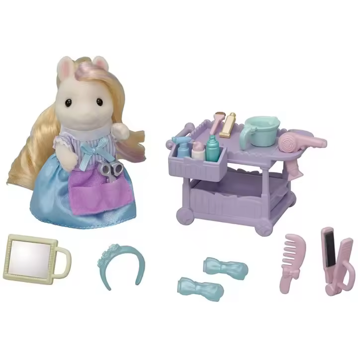 Sylvanian Families Set Estilista Pony Serafina para Niños a Partir de Cuatro Años - Divertido Juego de Peluquería - 1