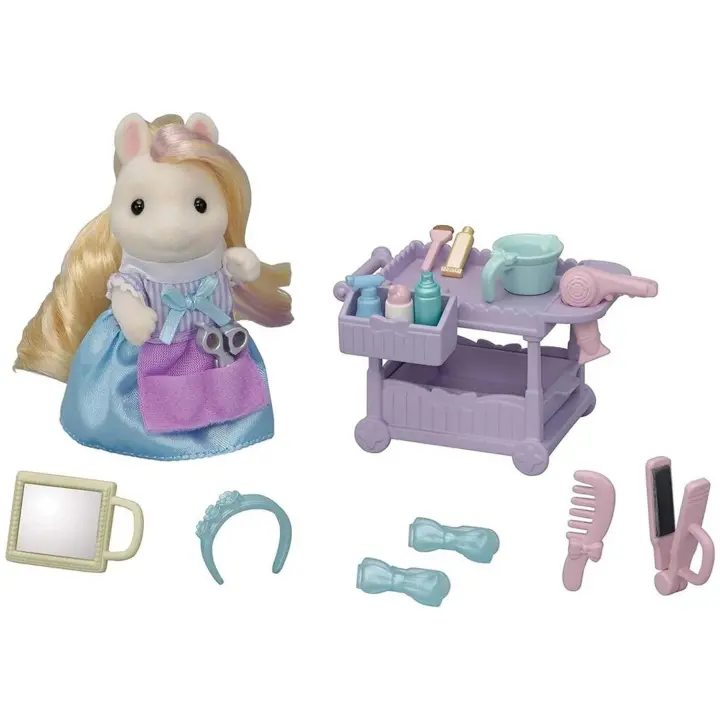 Sylvanian Families Set Estilista Pony Serafina para Niños a Partir de Cuatro Años - Divertido Juego de Peluquería - 1