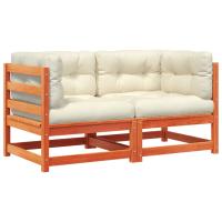 vidaXL Sofás de esquina con cojines 2 uds madera maciza de pino Natural y negro, Marrón pino, Douglas natural Conjunto Terraza Muebles Jardín Exterior Juego de Muebles de jardín Mueble Jardín Exterior Muebles de Salon Exterior - details 2