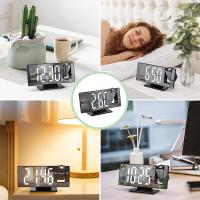 Reloj despertador digital con proyección de 180 °, con espejo LED, pantalla grande, pantalla de temperatura, despertador digital con repetición, fecha, 3 brillo, para dormitorio y oficina - details 8