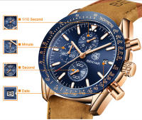 Reloj Deportivo Casual BENYAR Para Hombre Lujo Impermeable Cuarzo Cuero Militar Cronógrafo Reloj De Pulsera Top Marca - details 5