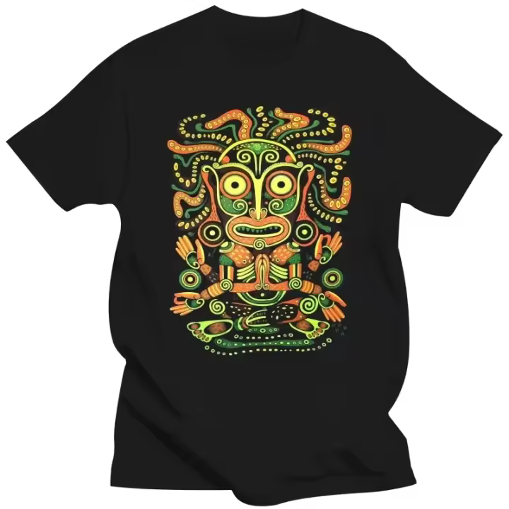 Camiseta IDOL Para Hombre Con Diseño De Arte Psicodélico Glowing UV-Blacklight Para Festival Goa Y Trance High Quality O-Neck Camiseta De Verano Corta De Algodón - 1