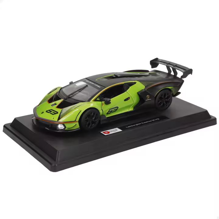 Burago - 1/24 Maqueta coche Lamborghini Essenza SCV12, Chevrolet Corvette C8R, Porsche 963, Porsche 911 Dakar, Ferrari 499P LMH, cuerpo metal, apertura puertas manual, maquetas de coches, miniatura de colección, competición - 1
