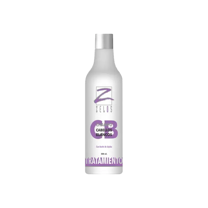 Zelos Champú Violeta Profesional 500ml - Cabellos Blancos, Grises, Decolorados, Mechas o Canas - Neutraliza las tonalidades Amarillentas - Pelo con Aspecto Metálico Silver Espectacular - Pigmento Morado Matizador - 1