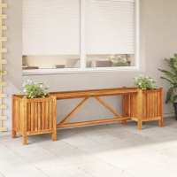 vidaXL Banco de jardín con 2 jardineras acacia maciza 150x30x40 cm en color Marrón/Gris - details 0