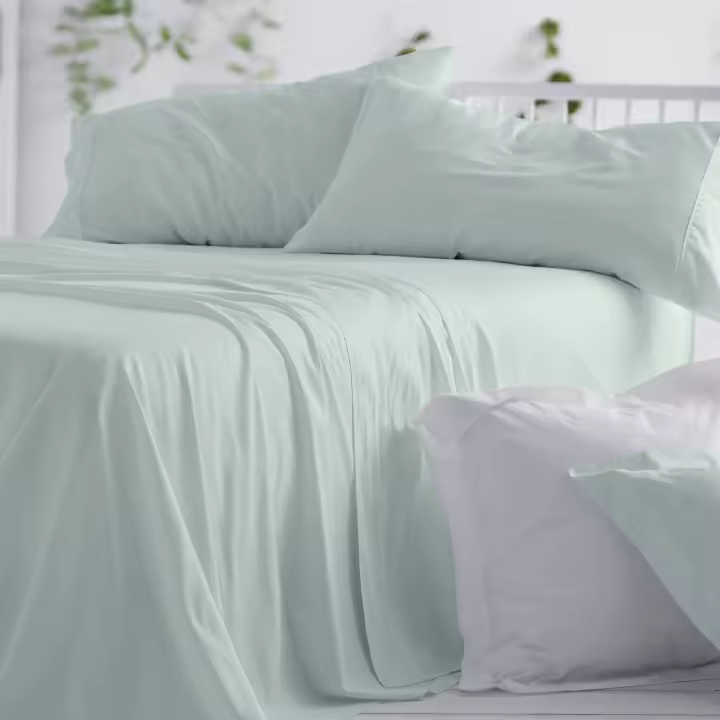 Juego de sábanas 100% algodón. Disponible en cama de 90, 105, 135, 150-160, 180 y 200cm. Color Blanco, azul, nude, menta, gris y crudo. Tacto suave. - 1