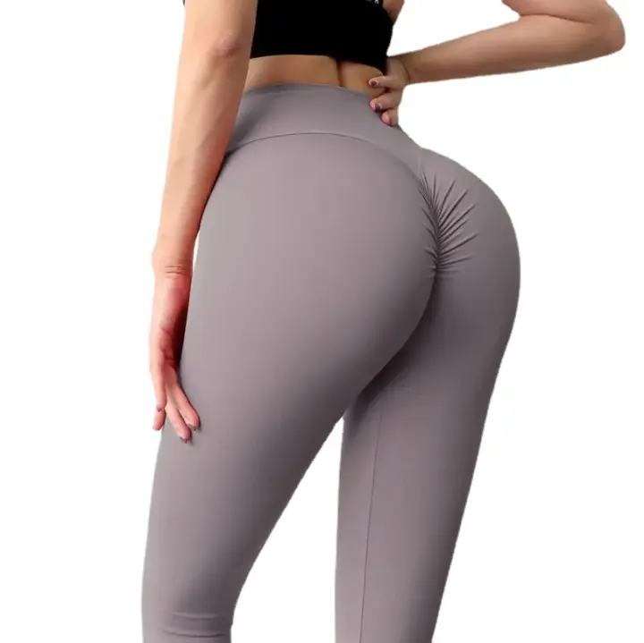 Pantalones de Yoga con realce elástico para mujer, mallas deportivas de cintura alta, con sensación desnuda, para Fitness y gimnasio - 1