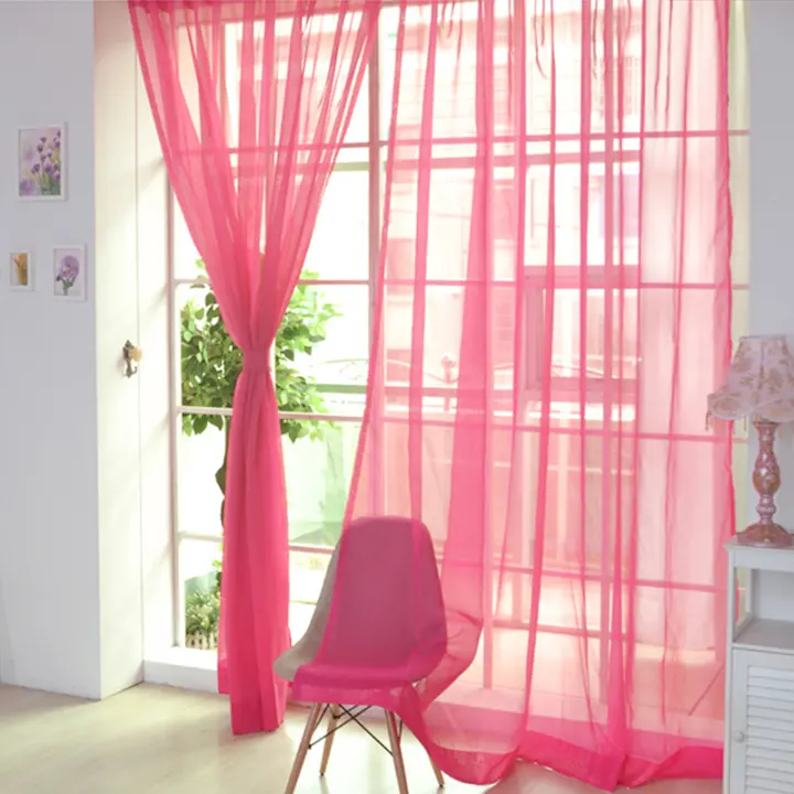 Cortinas De Vidrio Transparente Estilo Moderno Color Sólido Fácil Instalación Para Ventanas Material Poliéster Algodón - 1