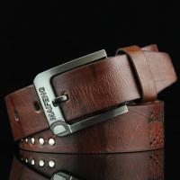 Cinturón De Cuero Genuino Para Hombres De Calidad Superior Con Hebilla Clásica Negocios Cowboy Vintage Ancho 3.7 Cm - details 0
