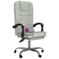 vidaXL Silla de oficina reclinable con masaje terciopelo gris claro - details 5