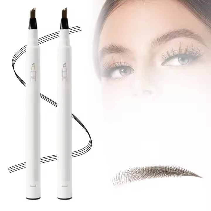 Lápiz de cejas mágico 3D resistente al agua (2 unidades), maquillaje natural, trazo fino, lápiz de cejas con 4 puntas, lápiz de cejas preciso, microblading para un maquillaje que dura todo el día (marrón oscuro). - 1